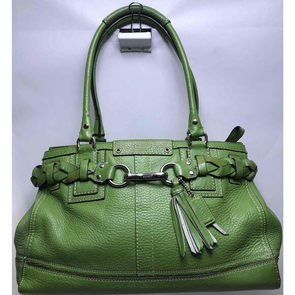 Authenticated Green Leather Coach Purse JO872-F13087.1C - Picture 1 of 9